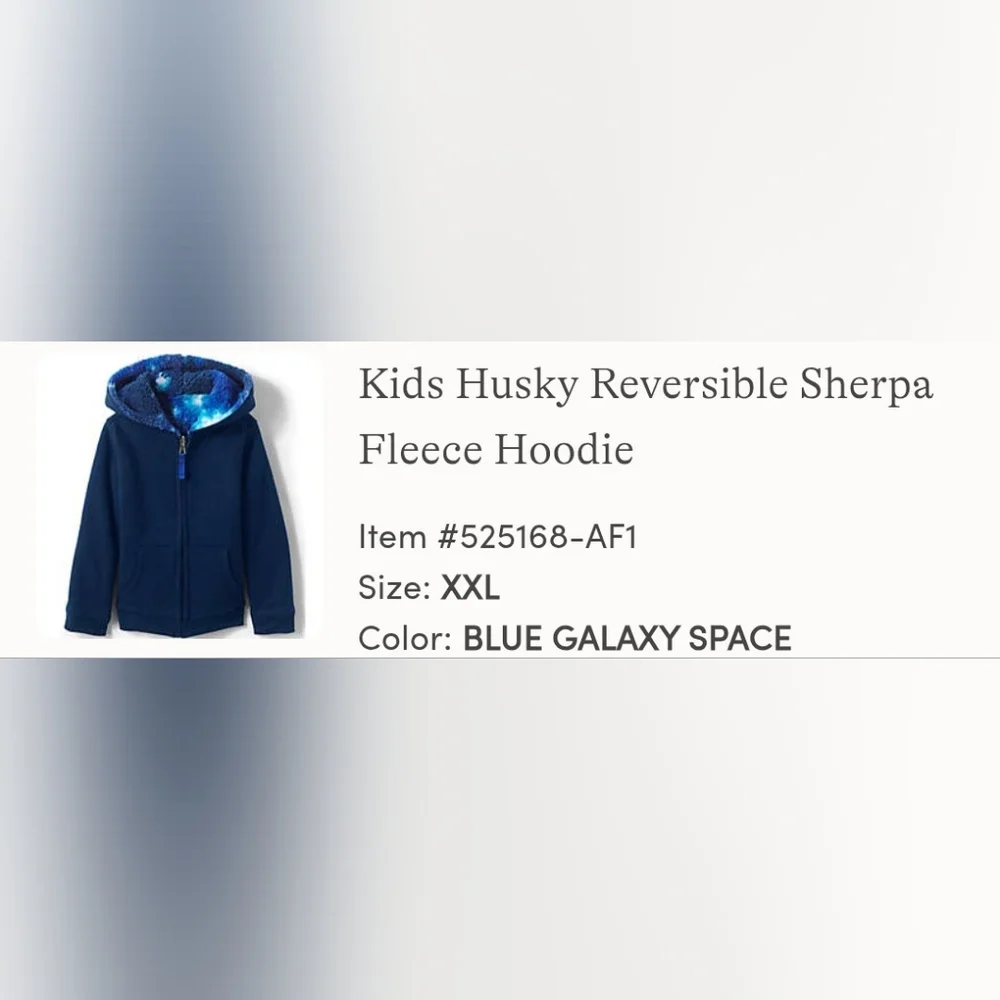 Lands End Kid's Husky Reversible Sherpa Fleece Hoodie - Picture 9 of 9